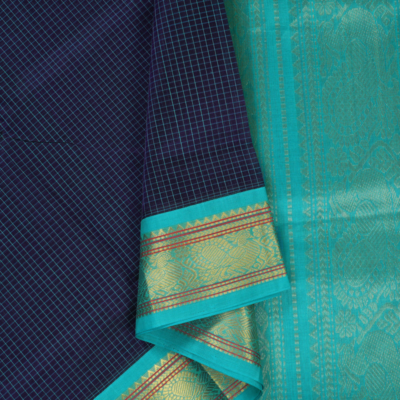 Hayagrivas Purplish-Blue Pure Silk Cotton Saree SSCBF55E2-4