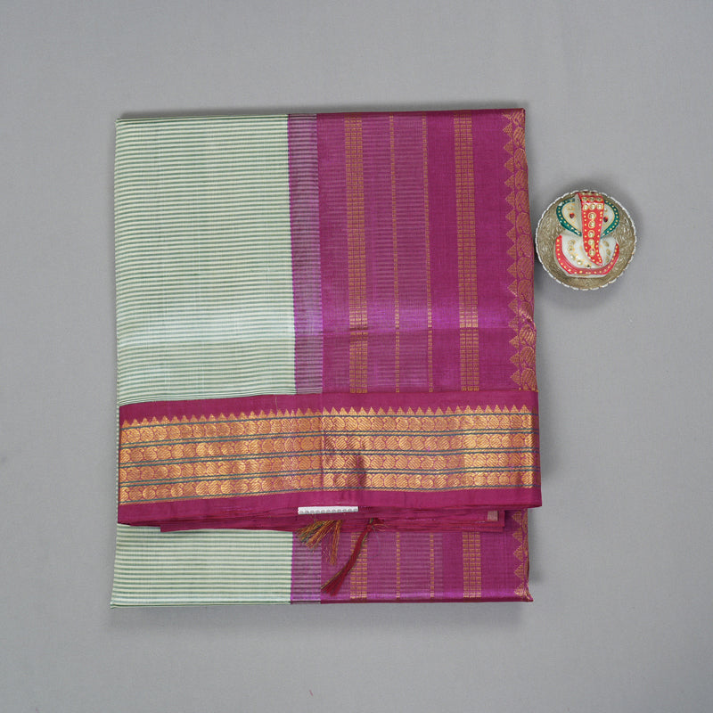 Hayagrivas Half-White & Grey Pure Silk Cotton Saree SSCBF55E3-2