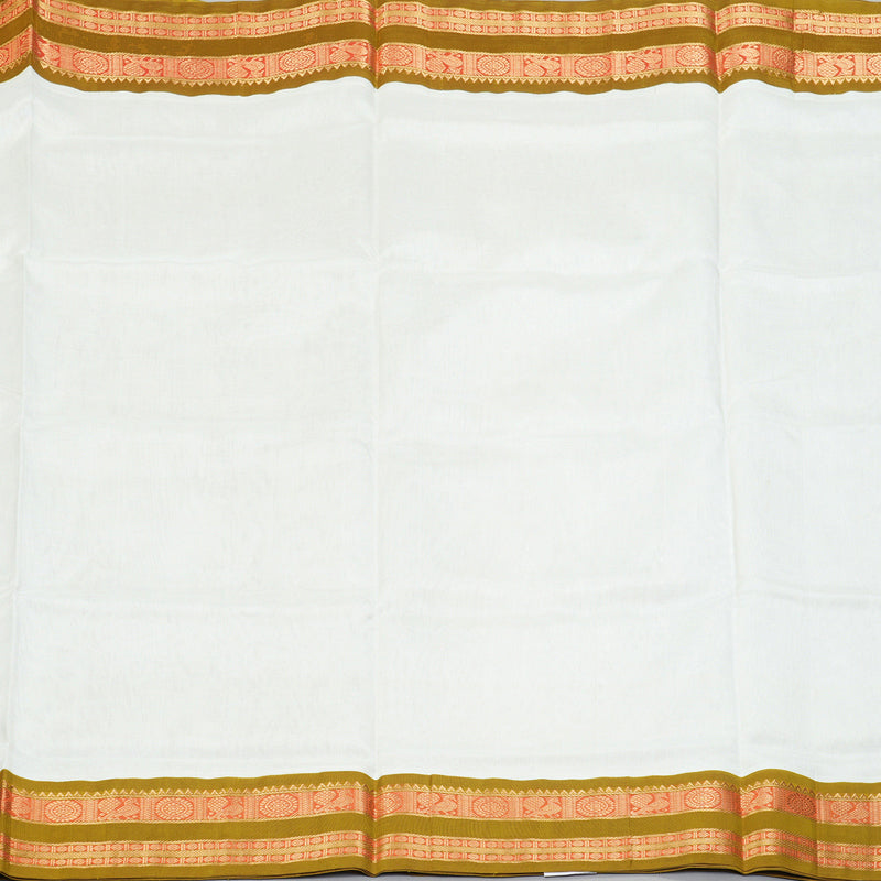 Hayagrivas Half-White Pure Silk Cotton Saree SSCBF55E4-1