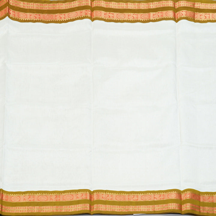 Hayagrivas Half-White Pure Silk Cotton Saree SSCBF55E4-1