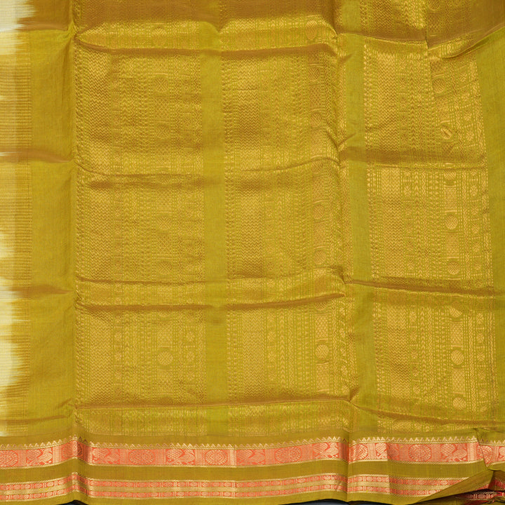 Hayagrivas Half-White Pure Silk Cotton Saree SSCBF55E4-1