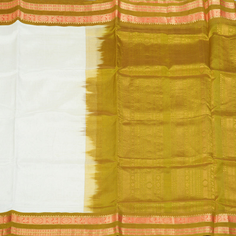 Hayagrivas Half-White Pure Silk Cotton Saree SSCBF55E4-1