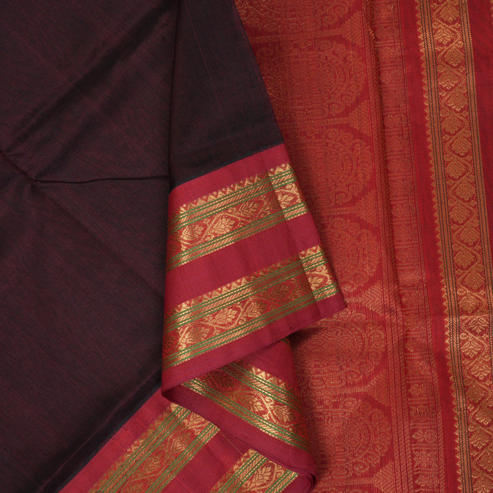 Hayagrivas Kanchana Brown Pure Silk Cotton Saree SSCBF55E4-3