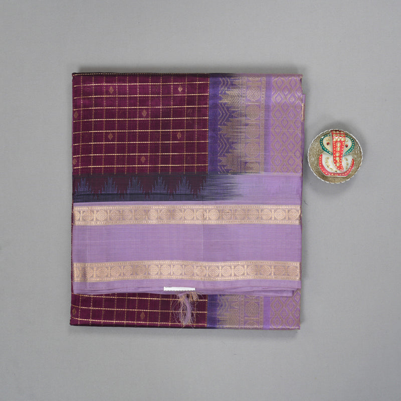 Hayagrivas Violet Pure Silk Cotton Saree SSCBF55E7-1