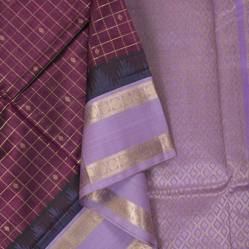 Hayagrivas Violet Pure Silk Cotton Saree SSCBF55E7-1