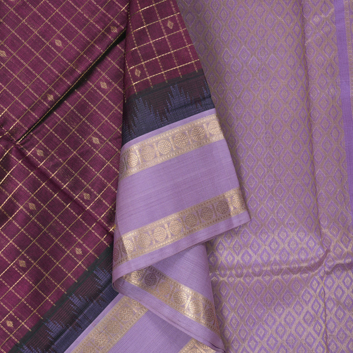 Hayagrivas Violet Pure Silk Cotton Saree SSCBF55E7-1