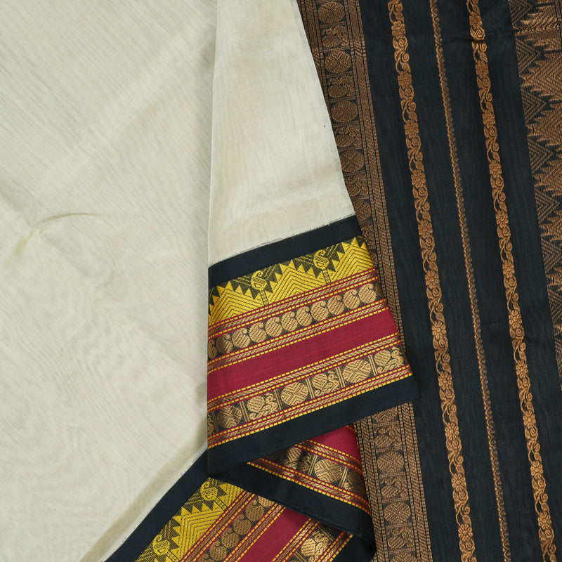 Hayagrivas Beige Pure Silk Cotton Saree SSCBF55E9-2