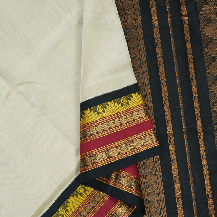 Hayagrivas Beige Pure Silk Cotton Saree SSCBF55E9-2