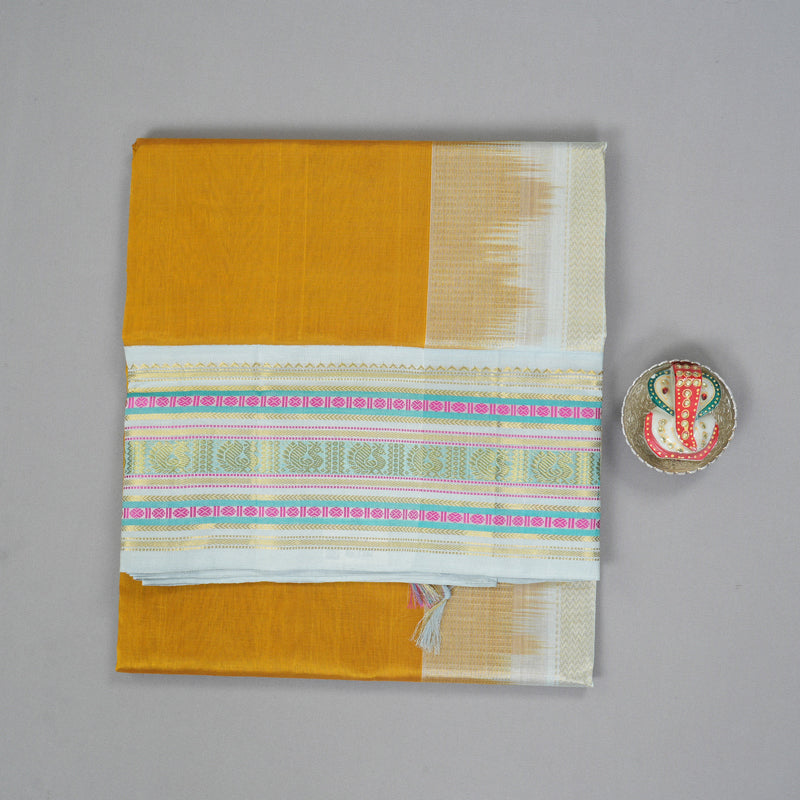 Hayagrivas Mustard Yellow Pure Silk Cotton Saree SSCBF55E9-6