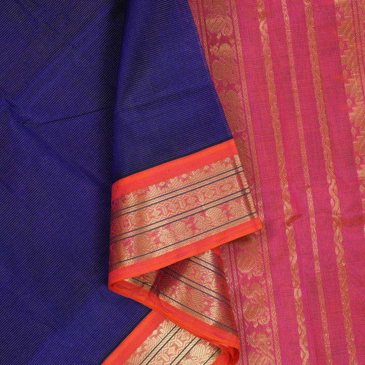 Hayagrivas Royal Blue Pure Silk Cotton Saree SSCBF56E1-1