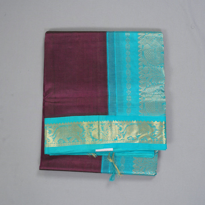 Hayagrivas Dark Purple Pure Silk Cotton Saree SSCBF56E1-3