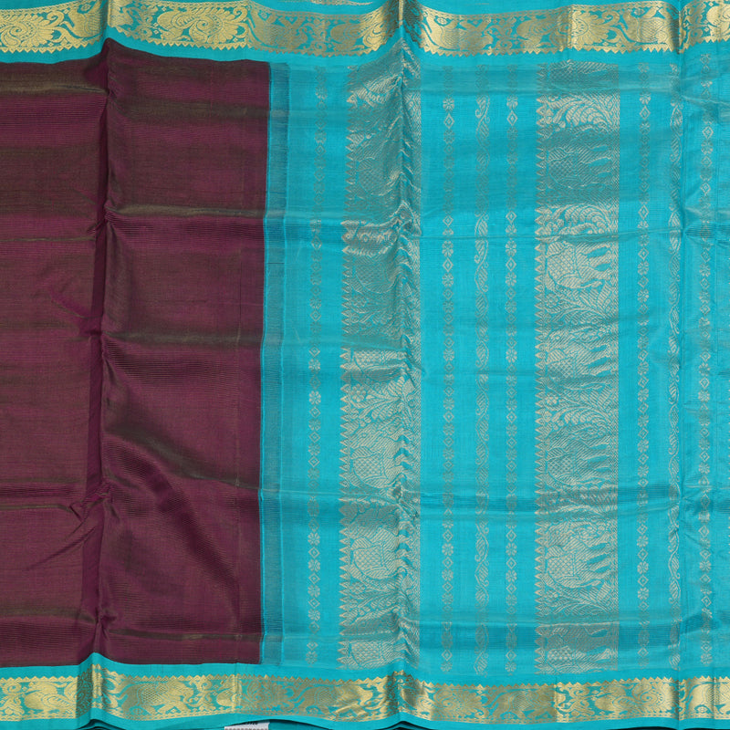 Hayagrivas Dark Purple Pure Silk Cotton Saree SSCBF56E1-3