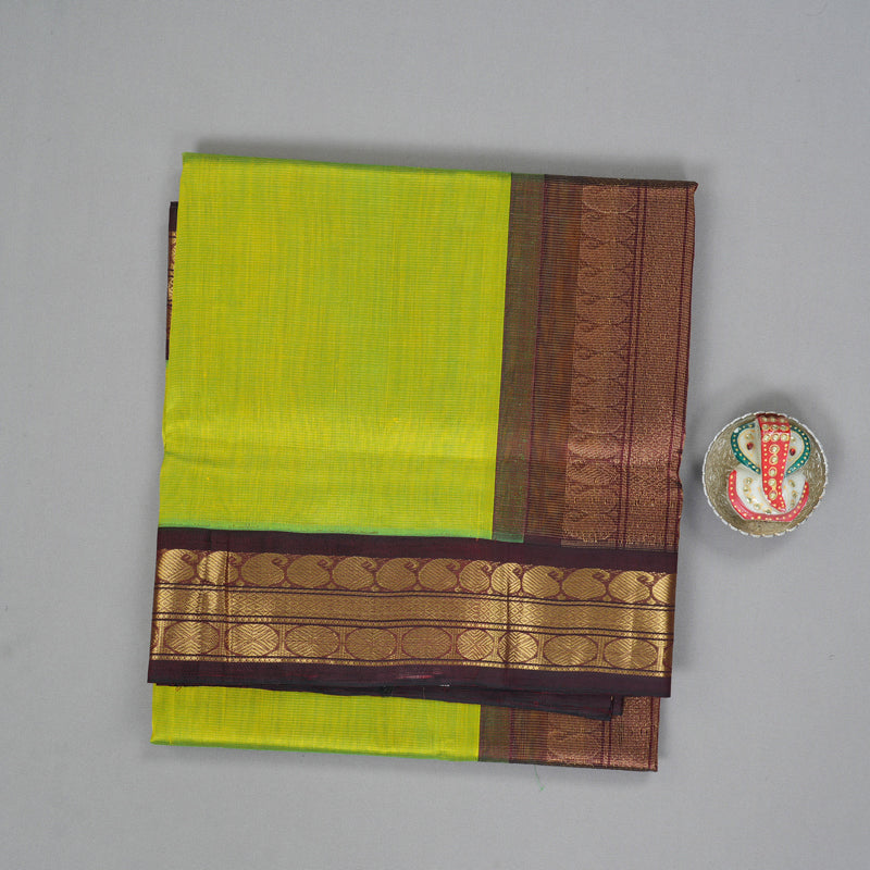 Hayagrivas Fluorescent Green Pure Silk Cotton Saree SSCBF56E1-4