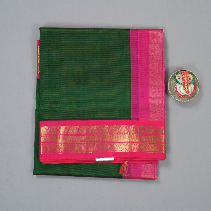 Hayagrivas Dark Green Pure Silk Cotton Saree SSCBF56E1-5