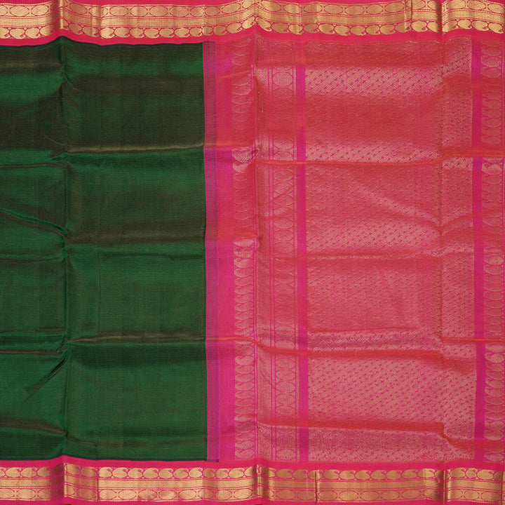 Hayagrivas Dark Green Pure Silk Cotton Saree SSCBF56E1-5