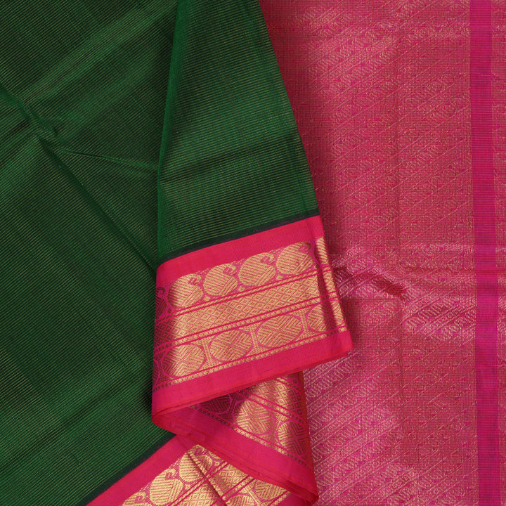 Hayagrivas Dark Green Pure Silk Cotton Saree SSCBF56E1-5