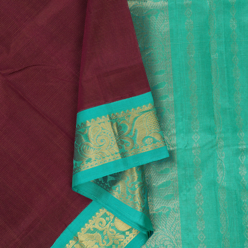 Hayagrivas Burgundy Pure Silk Cotton Saree SSCBF56E1-9