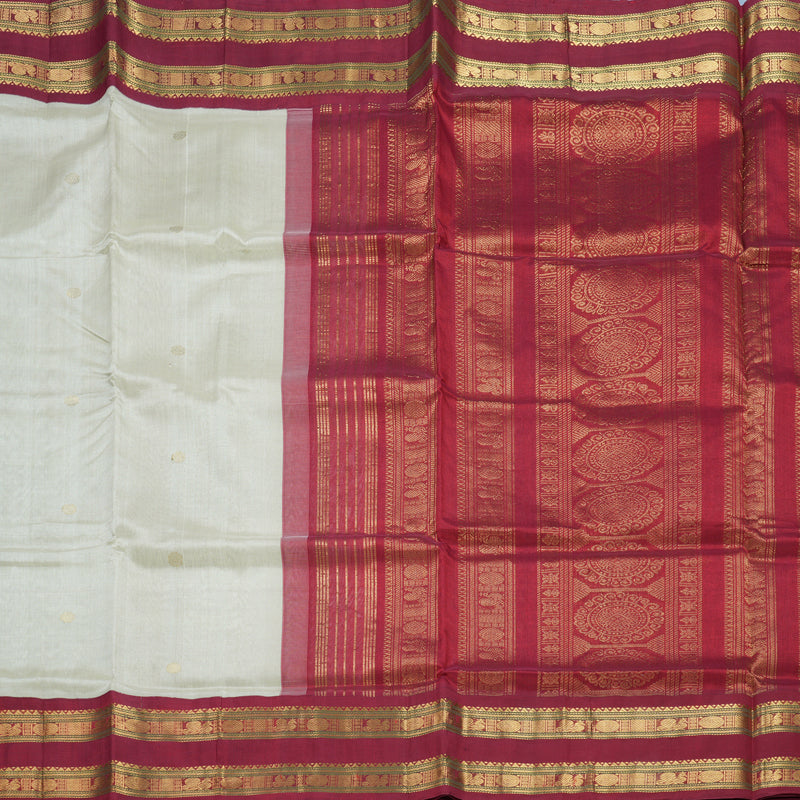 Hayagrivas Light Grey Pure Silk Cotton Saree SSCBF56E10-1