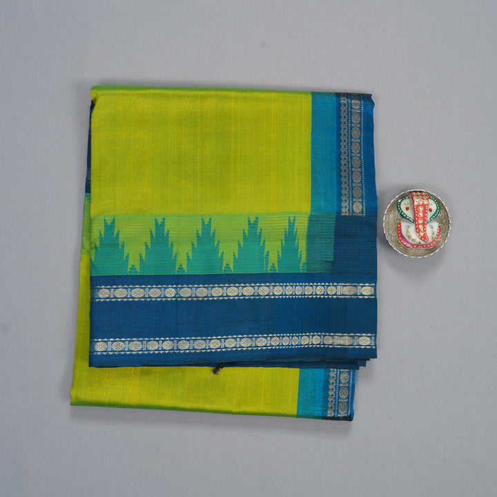 Hayagrivas Fluorescent Green Pure Silk Cotton Saree SSCBF56E2-3