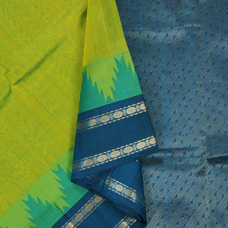Hayagrivas Fluorescent Green Pure Silk Cotton Saree SSCBF56E2-3