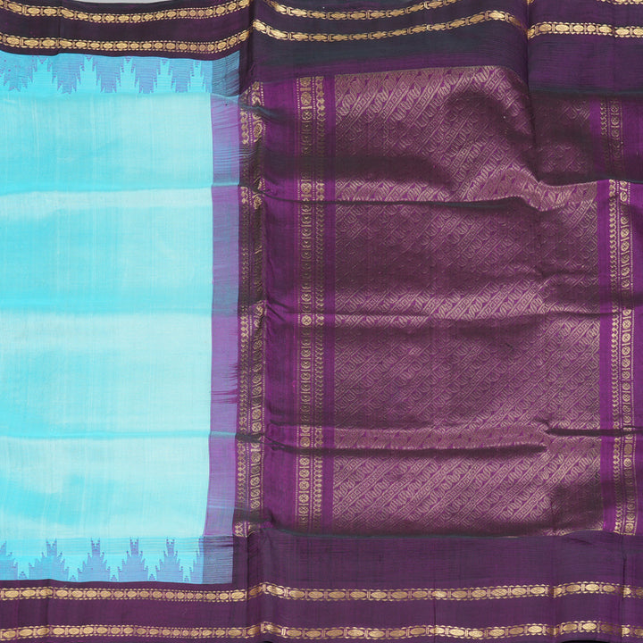 Hayagrivas Ice Blue Pure Silk Cotton Saree SSCBF56E2-4