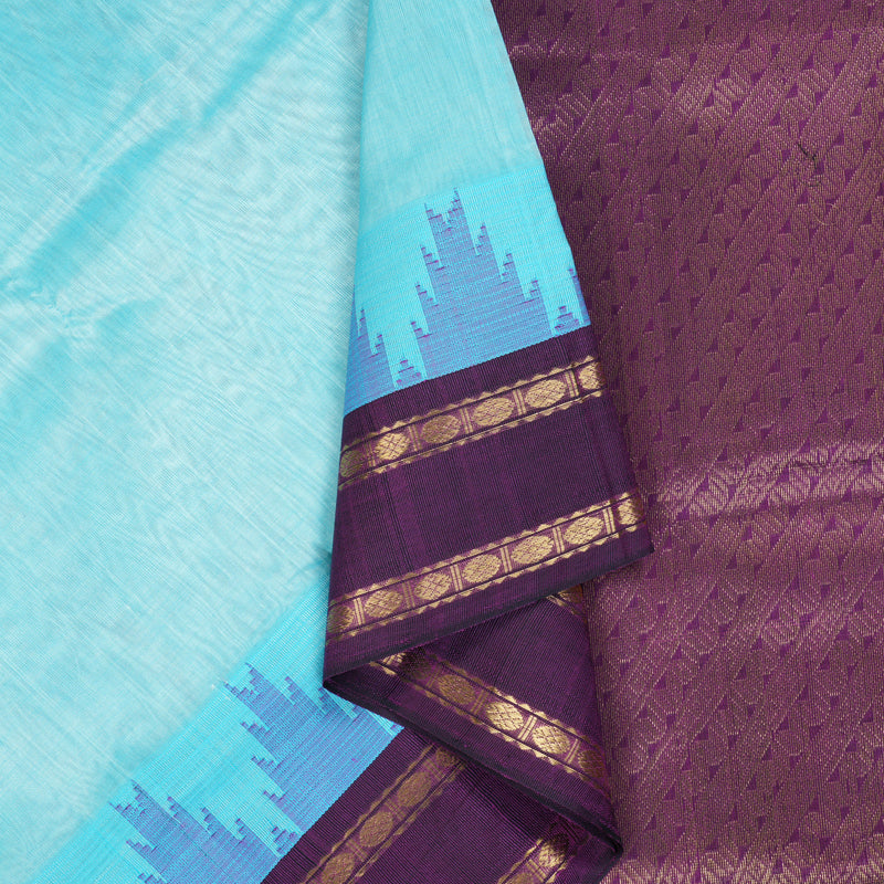 Hayagrivas Ice Blue Pure Silk Cotton Saree SSCBF56E2-4