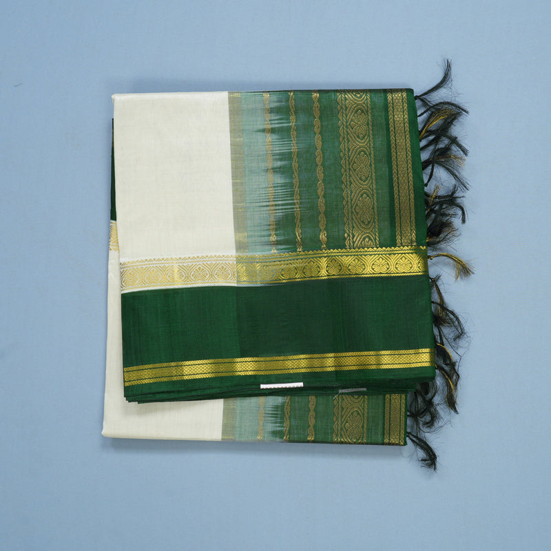 Hayagrivas Milk-White Pure Silk Cotton Saree SSCBF56E3-1