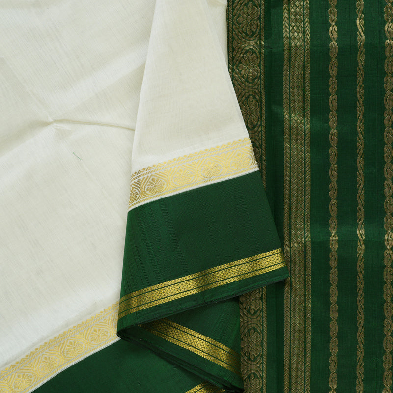 Hayagrivas Milk-White Pure Silk Cotton Saree SSCBF56E3-1