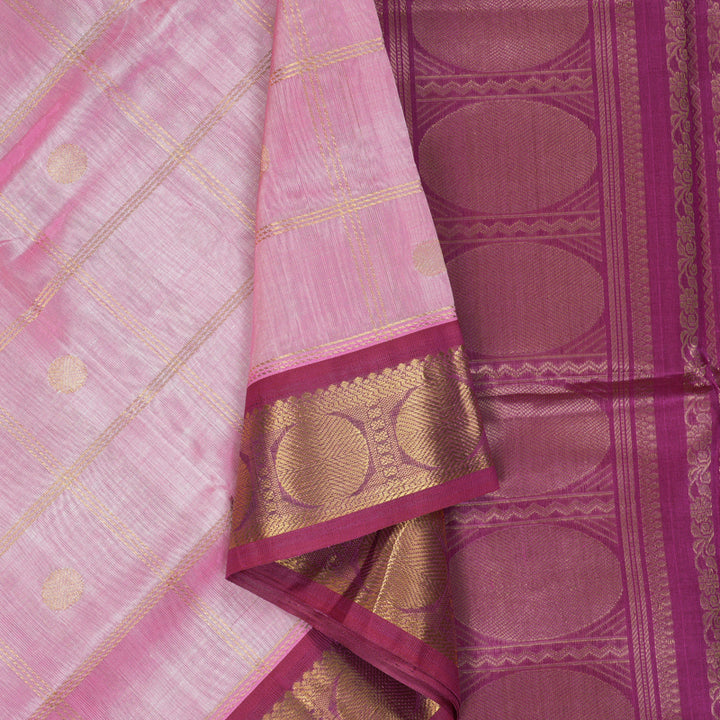 Hayagrivas Baby Pink Pure Silk Cotton Saree SSCBF56E6-1