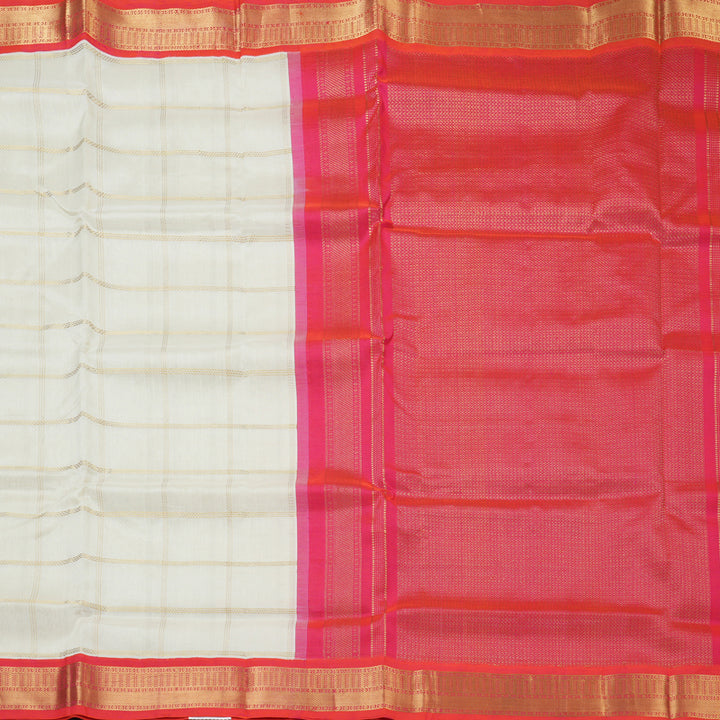 Hayagrivas Half-White Pure Silk Cotton Saree SSCBF56E7-4