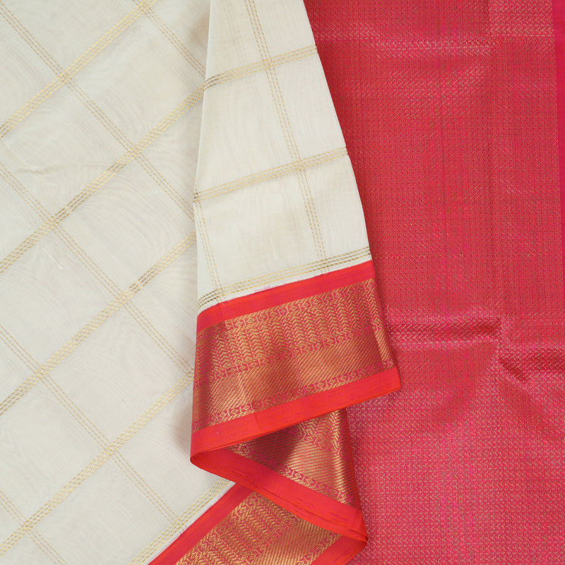 Hayagrivas Half-White Pure Silk Cotton Saree SSCBF56E7-4
