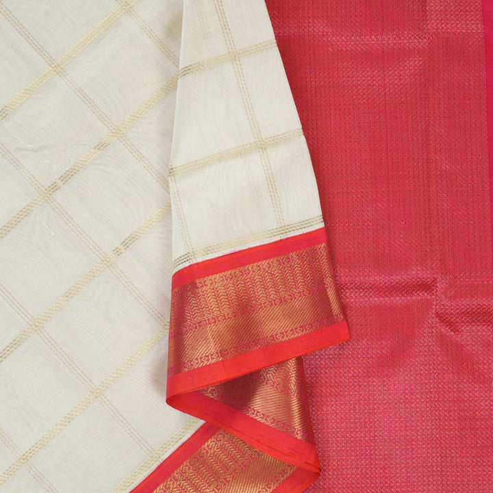 Hayagrivas Half-White Pure Silk Cotton Saree SSCBF56E7-4