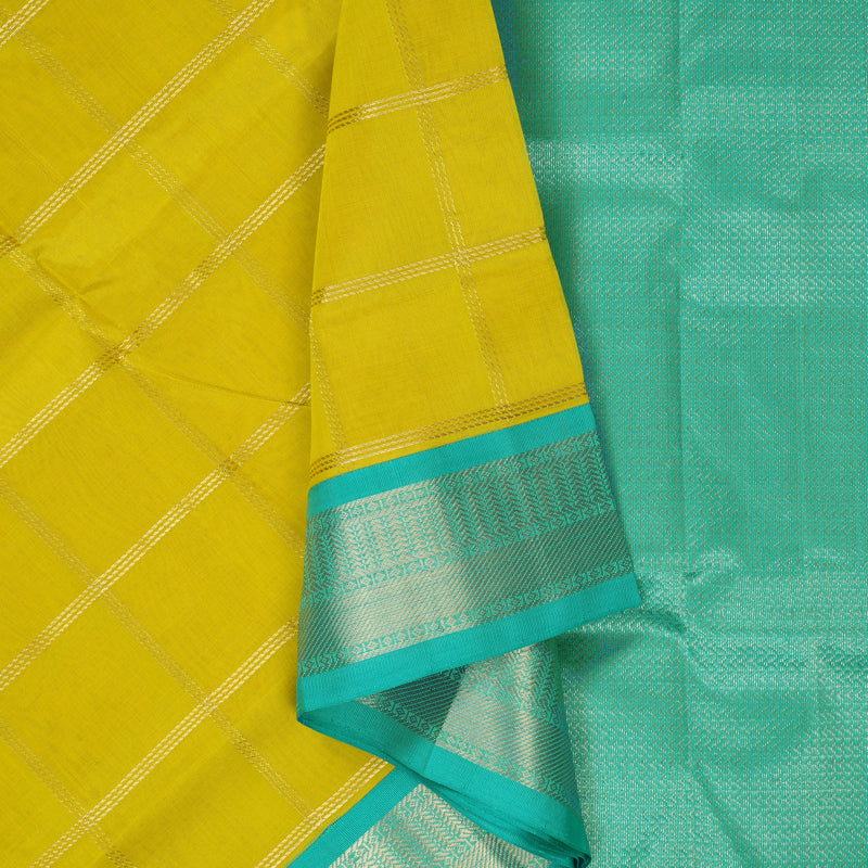 Hayagrivas Lemon Yellow Pure Silk Cotton Saree SSCBF56E7-8