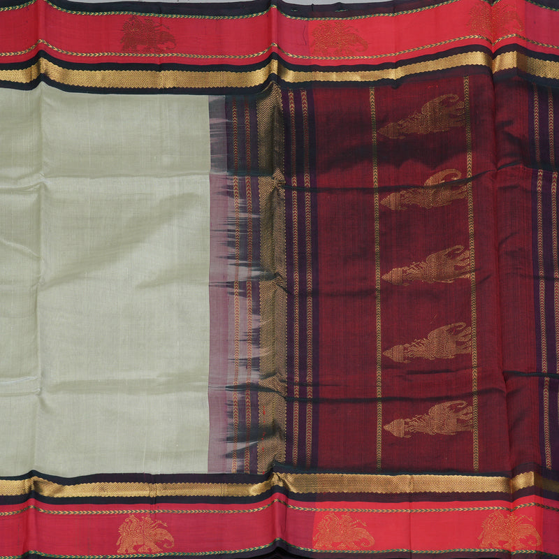 Hayagrivas Light Grey Pure Silk Cotton Saree SSCBF56E8-2