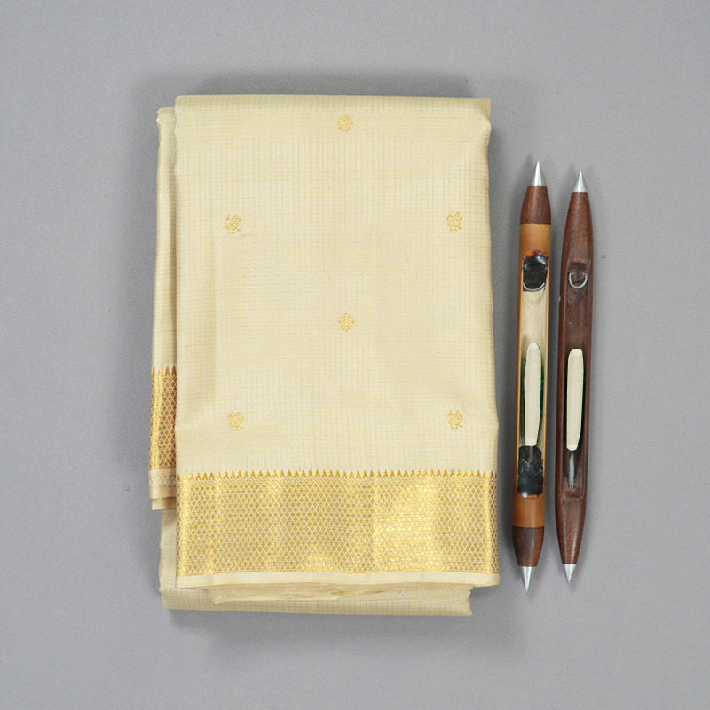 Hayagrivas Handloom Beige Kanjivaram Silk Saree SSCBF58E6-2