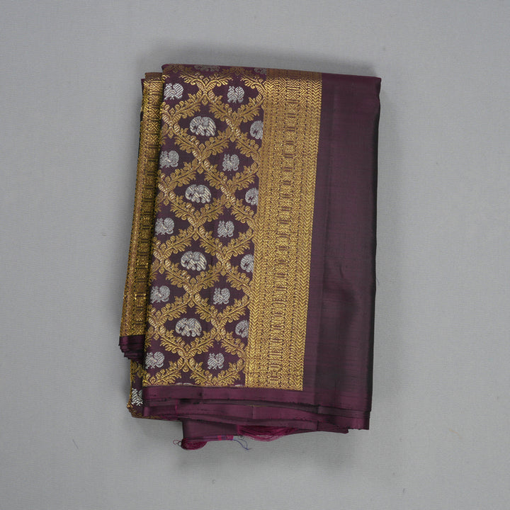 Hayagrivas Handloom Wine Purple Kanjivaram Silk Saree SSCBF58E9-1