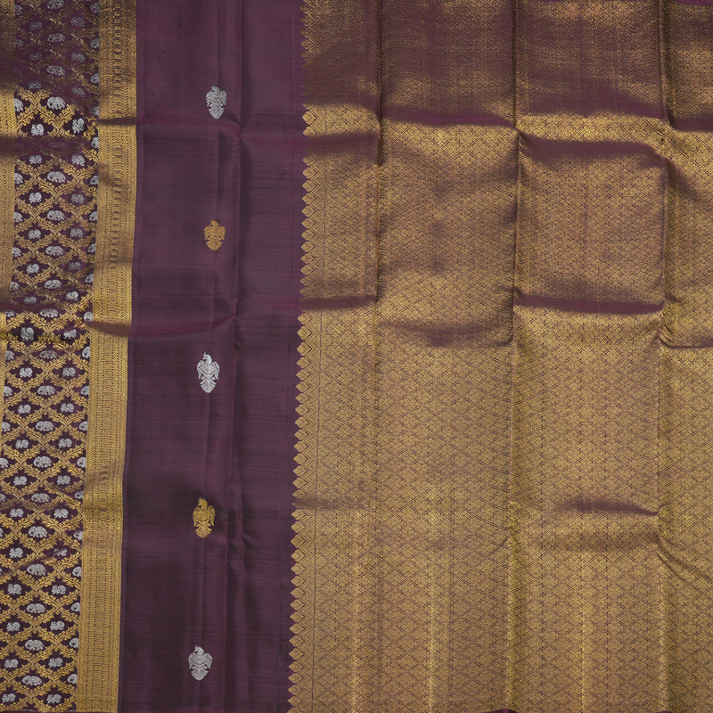 Hayagrivas Handloom Wine Purple Kanjivaram Silk Saree SSCBF58E9-1