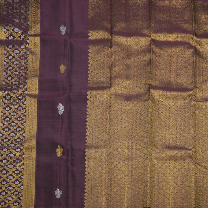 Hayagrivas Handloom Wine Purple Kanjivaram Silk Saree SSCBF58E9-1