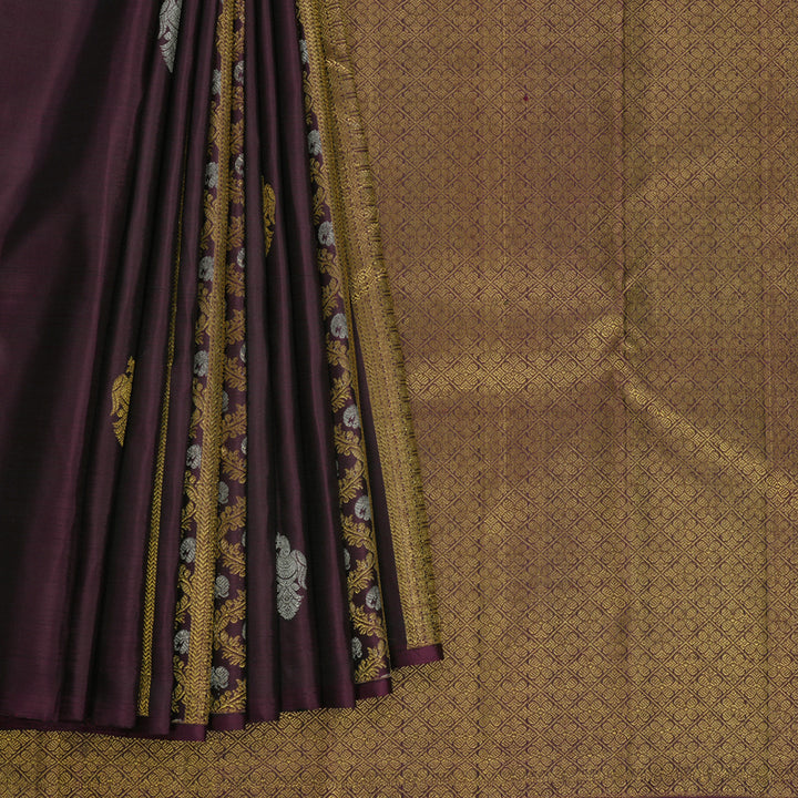Hayagrivas Handloom Wine Purple Kanjivaram Silk Saree SSCBF58E9-1