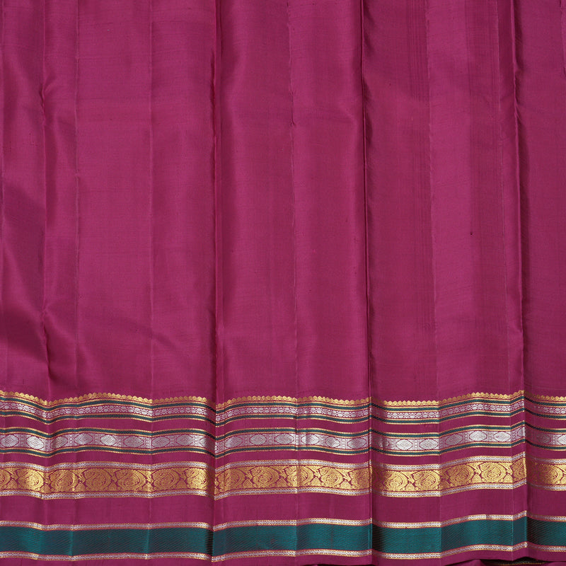 Hayagrivas Handloom Peach Pink Kanjivaram Silk Saree with Magenta Border SSCBF59E1-1
