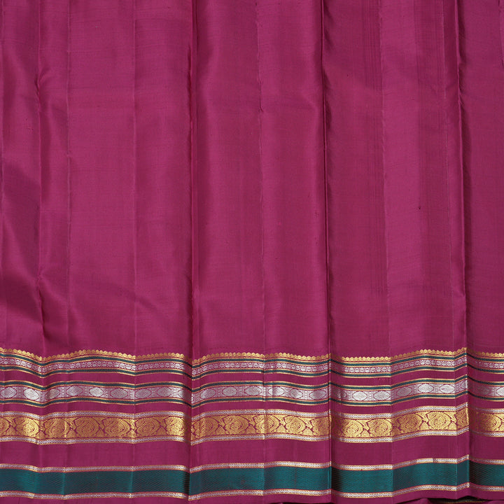 Hayagrivas Handloom Peach Pink Kanjivaram Silk Saree with Magenta Border SSCBF59E1-1