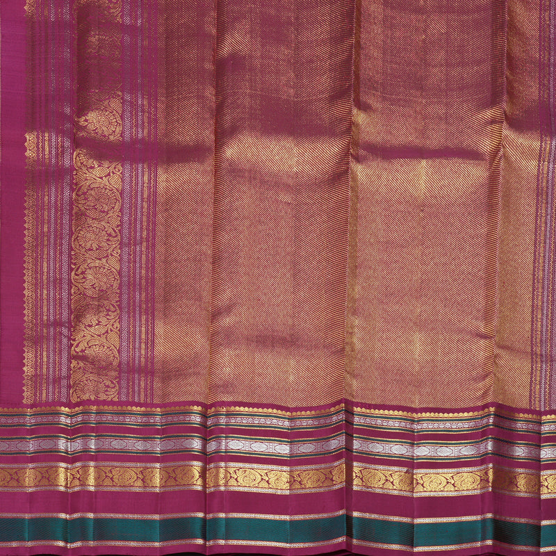Hayagrivas Handloom Peach Pink Kanjivaram Silk Saree with Magenta Border SSCBF59E1-1