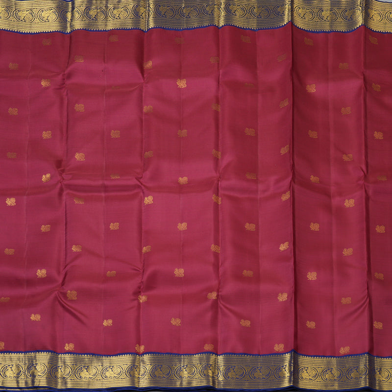 Hayagrivas Handloom Magenta Kanjivaram Silk Saree with Navy Blue Border SSCBF59E10-1