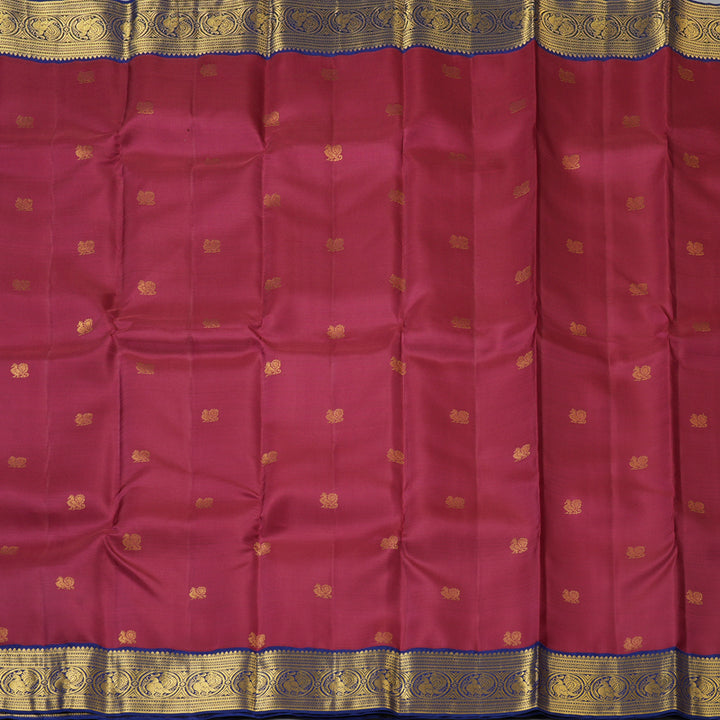 Hayagrivas Handloom Magenta Kanjivaram Silk Saree with Navy Blue Border SSCBF59E10-1