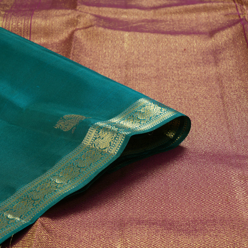Hayagrivas Handloom Peacock Green Kanjivaram Silk Saree SSCBF59E12-2