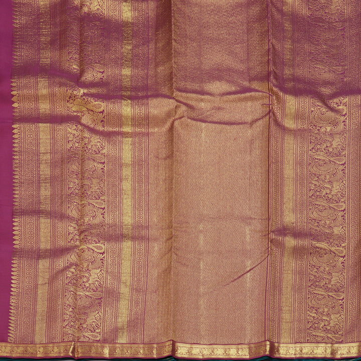 Hayagrivas Handloom Peacock Green Kanjivaram Silk Saree SSCBF59E12-2