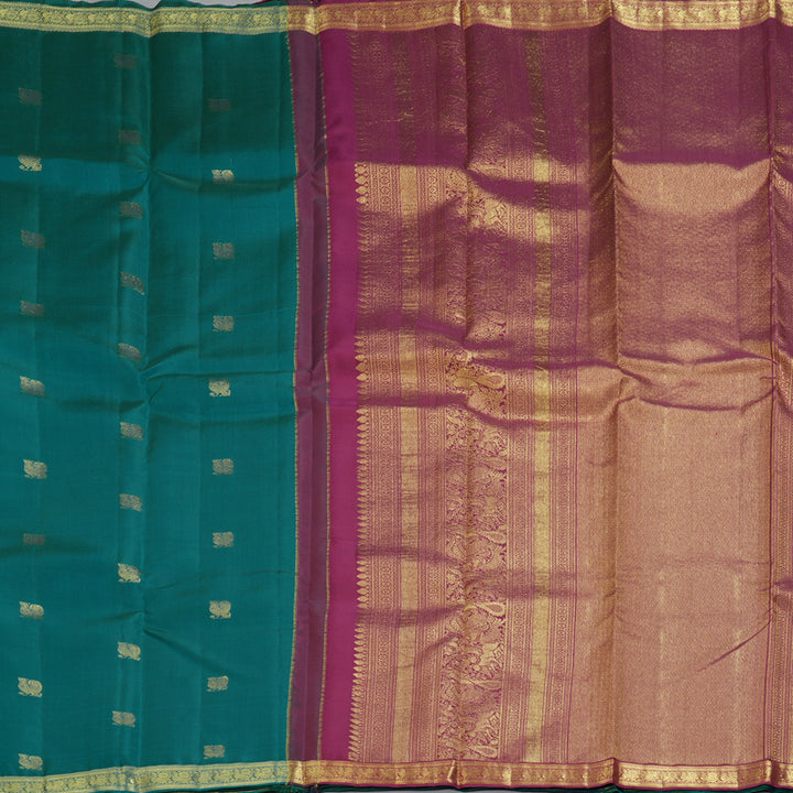 Hayagrivas Handloom Peacock Green Kanjivaram Silk Saree SSCBF59E12-2