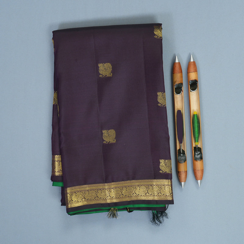 Hayagrivas Handloom Deep Jamun Kanjivaram Silk Saree SSCBF59E12-6