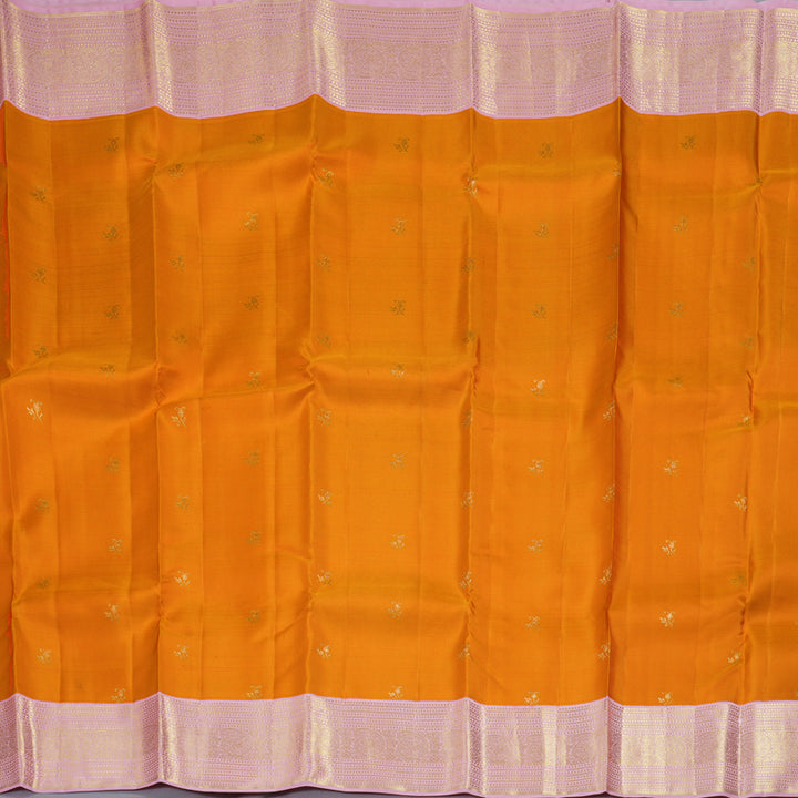 Hayagrivas Handloom Orange Kanjivaram Silk Saree with Baby Pink Border SSCBF59E14-1