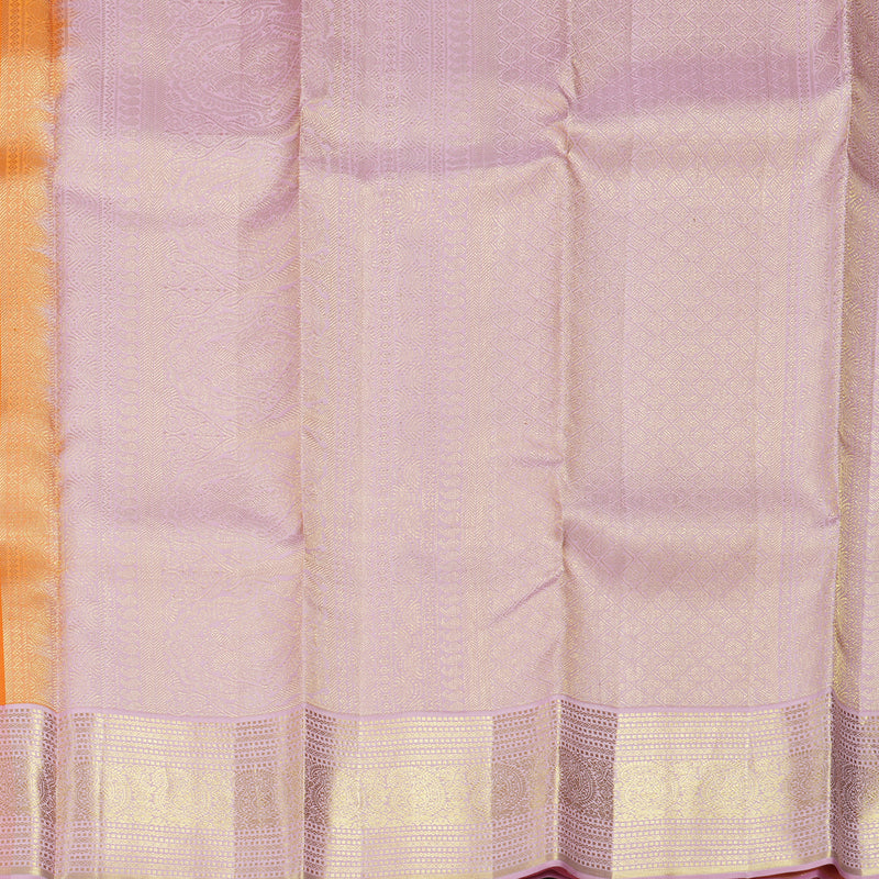 Hayagrivas Handloom Orange Kanjivaram Silk Saree with Baby Pink Border SSCBF59E14-1